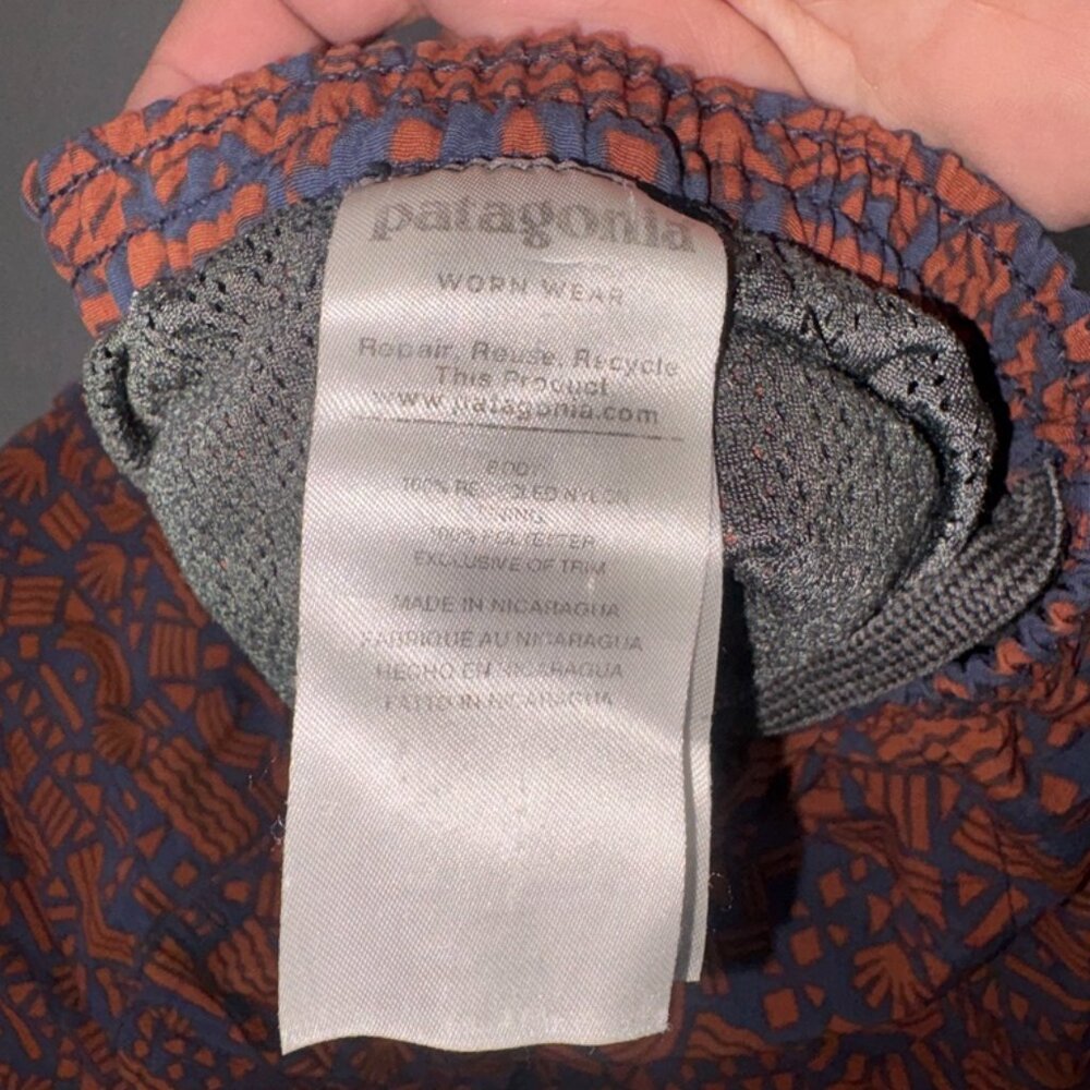 Patagonia Baggies Pull On Shorts Retro Aztec Print size M Sustainable Orange - Picture 5 of 10